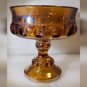 Vintage Indiana Marigold/Amber Carnival Glass Candy Dish Compote King's Crown